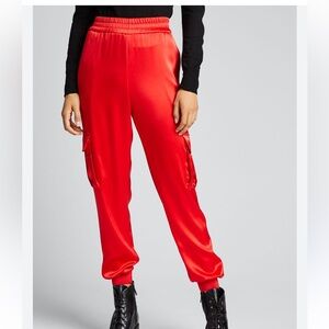 Alice + Olivia Cargo Pants Vibrant Red Women's Joggers Size M NWOT